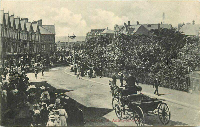 Auto Crescent Street Annes on Sea UK 1905 Postcard Leach 3607