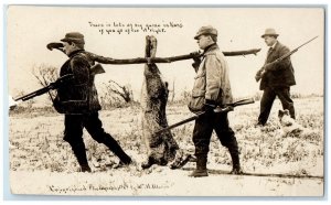 c1910's Men With Rifle Gun Rabbit Hunting Martin RPPC Photo Antique Postcard