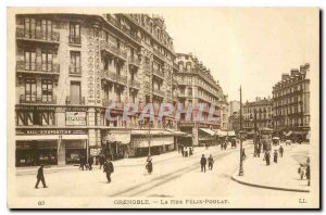 Old postcard Grenoble Street Felix Poulat