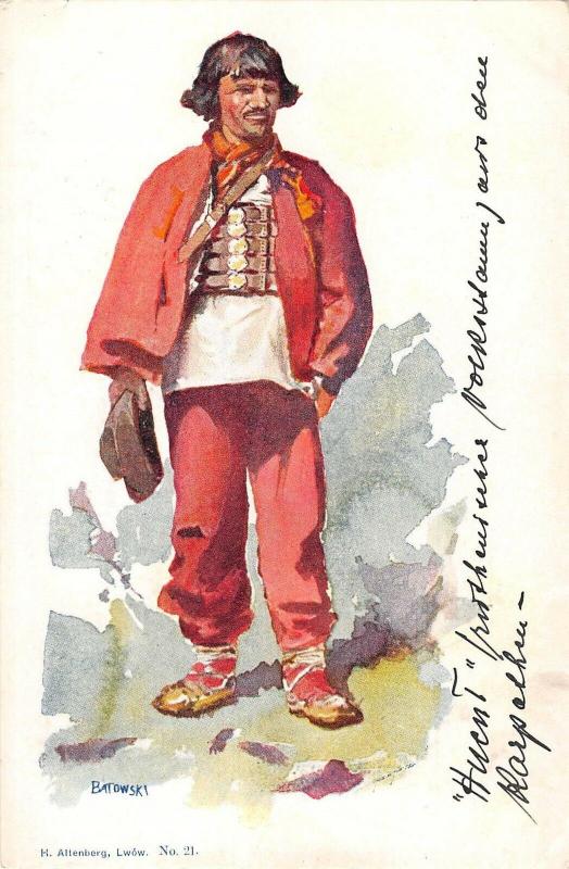 BG19650 painting postcard types folklore costumes h altenberg lwow ukriane lviv