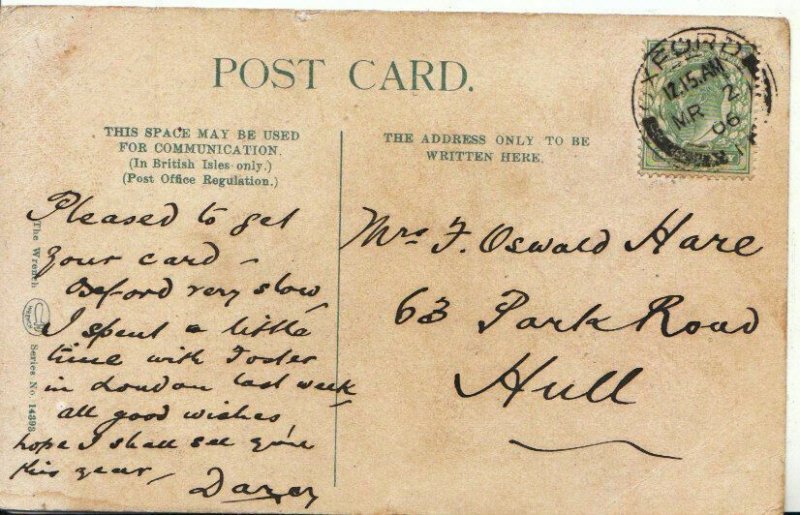 Genealogy Postcard - Hare - 63 Park Road - Hull - Ref 4999A