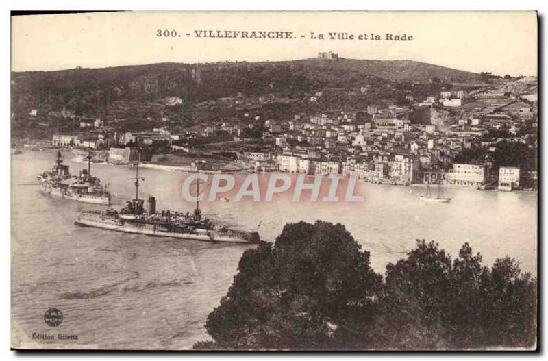 Old Postcard Villefranche The City And The Rade Boat