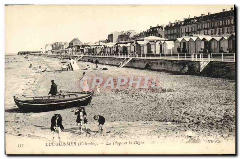 Old Postcard Luc Sur Mer Beach and La Digue