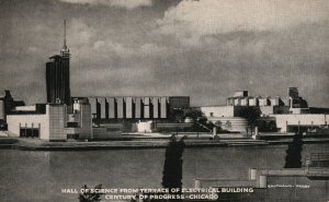 Vintage Postcard 1933 Science Hall Terrace Electrical Bldg. Century Of Progress 