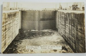 Panama Canal 1914 Filling North Section of Gatun Locks Postcard P3