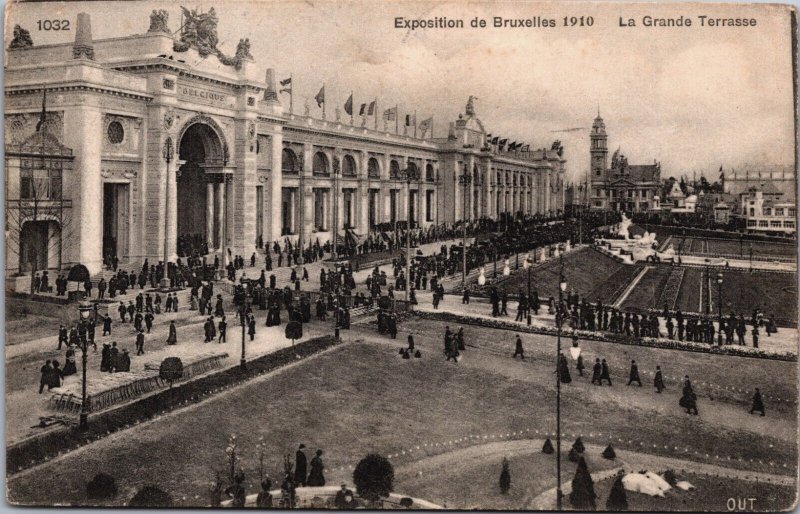 Belgium Brussels Exposition De Bruxelles 1910 La Grande Terrasse Postcard C206