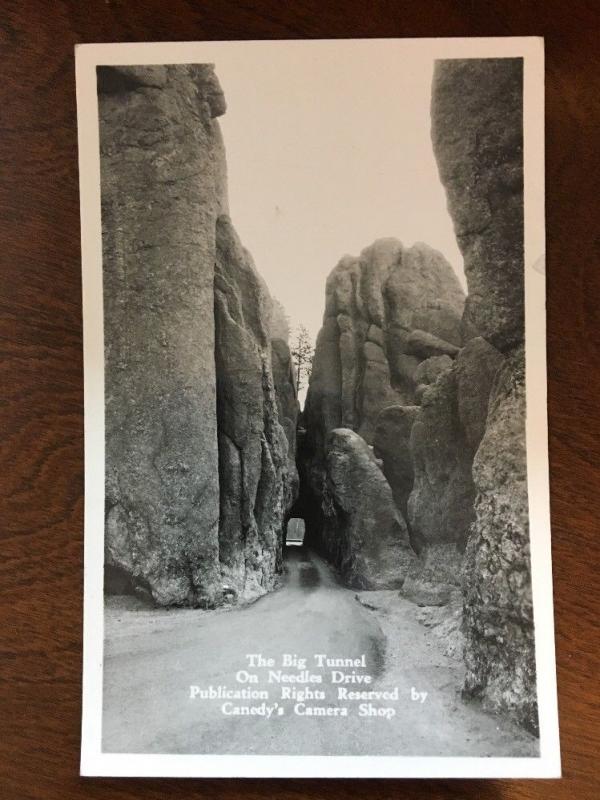 The Big Tunnel On Needles Dr., Black Hills, SD by Canedy’s Camera Shop RPPC C13