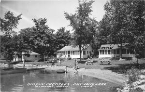 ALPENA MICHIGAN 1950s Gibson Cottages East Long Lake RPPC real photo 3683