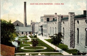 Vtg Lincoln Nebraska NE Court Yard State Penitentiary Prison 1910 View Postcard