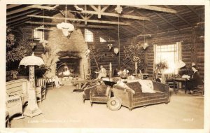 RPPC BROOKDALE LODGE Lobby Interior Santa Cruz Co. c1930s Vintage Photo Postcard