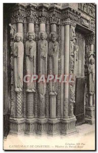 Old Postcard Cathedral Chartres Pilasters the Royal Portal