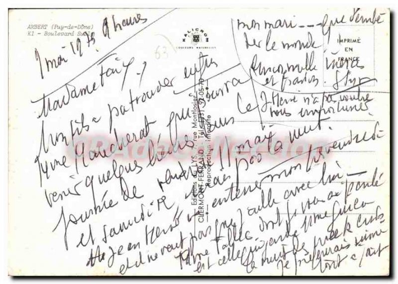 Postcard Modern Ambert Boulevard Sully