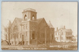 Brookings South Dakota SD Postcard RPPC Photo Lutheran Church & Parsonage Posted