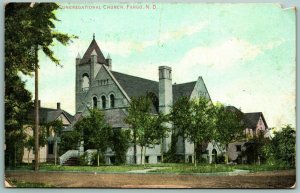Congregational Church Fargo North Dakota ND 1909 DB Postcard J3