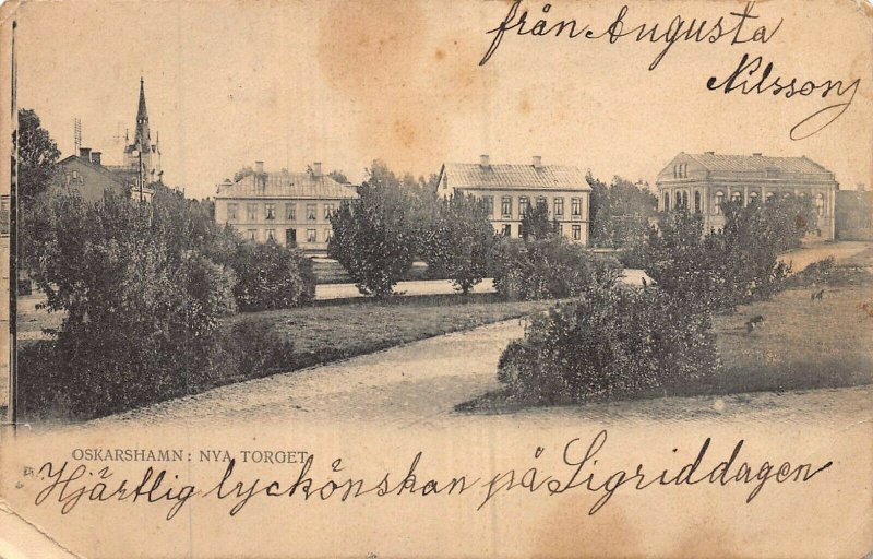 OSKARSHAMN  SWEDEN~NYA TORGET~1903 PHOTO POSTCARD