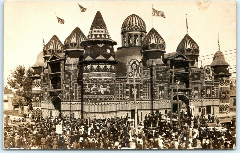 Mitchell, South Dakota Corn Palace Crowd Bowery Dance RPPC Real Photo Postcard 