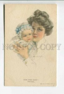 478150 Philip BOILEAU Here comes daddy Mother Babyhood Vintage postcard R&N #378