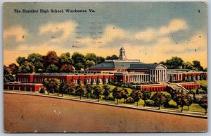 Vtg Winchester Virginia VA The Handley High School 1940s Linen View Old Postcard