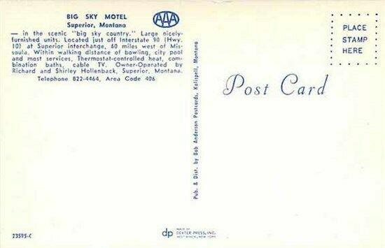 MT, Superior, Montana, Big Sky Motel, 1950s Cars, Dexter Press 23595-C