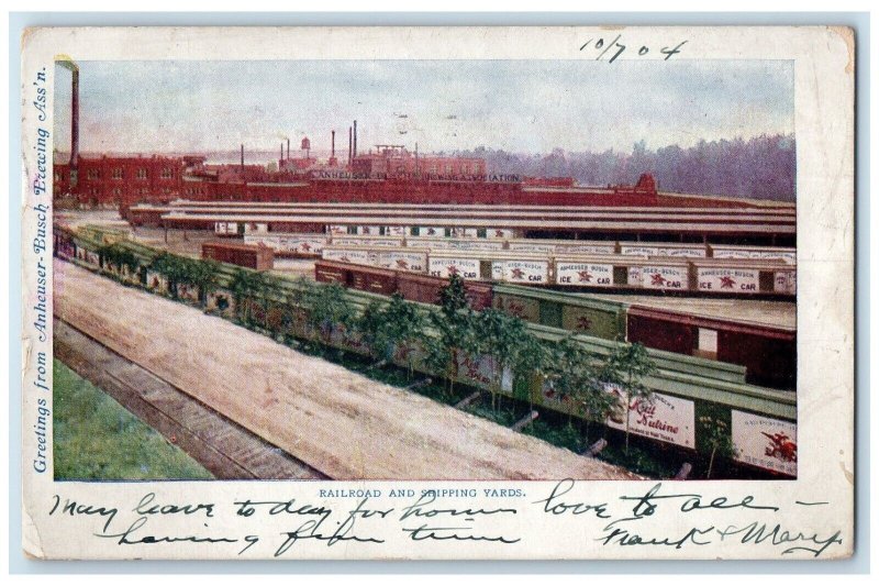 1904 Greetings Anheuser Busch Erewing Ass' Rail Road St Louis Missouri Postcard