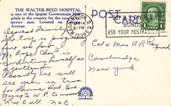 Walter Reed Hospital, Washington, DC - pm 1938 - Linen