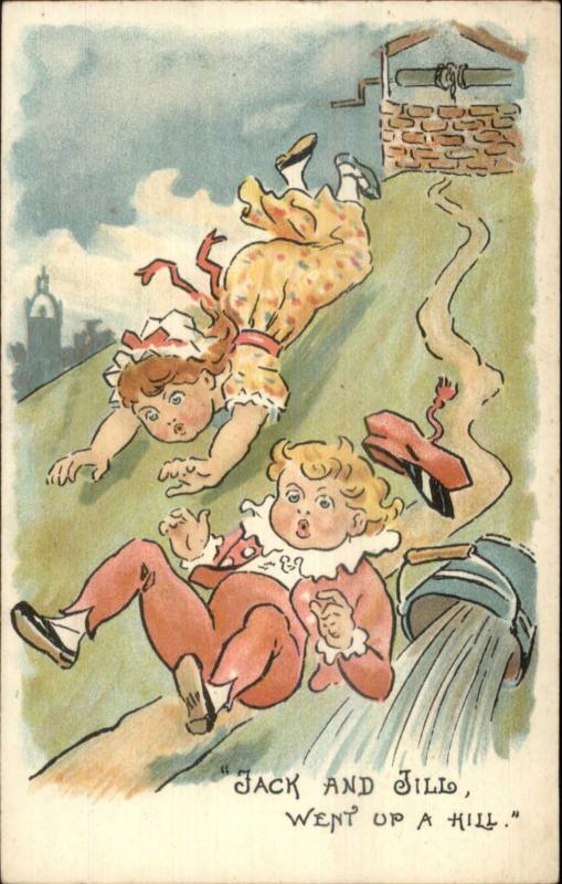 Nursery Rhyme JACK & JILL WENT UP A HILL Comic c1910 Postcard