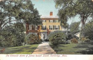 CAMBRIDGE, MA Massachusetts  ELMWOOD HOME~James Russell Lowell  c1910's Postcard