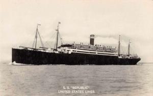 United States Lines SS Republic at Sea Real Photo Antique Postcard J67933