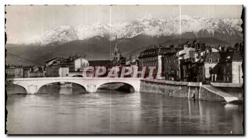 Old Postcard The Beautiful French Alps Crenoble Marius Bridge