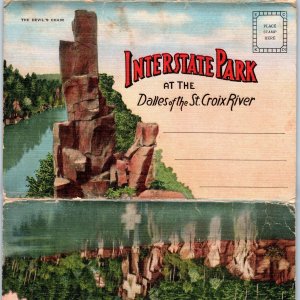 c1940s St Croix Falls WI Interstate Park Postcard Souvenir Folder Dalles RiverM7