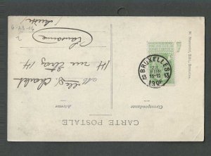 1906 Post Card Brussels Belgium Stamp #64 W/Tab