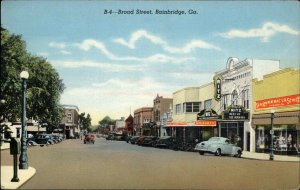 Brainbridge Georgia GA Broad Street Cars c1940s Postcard