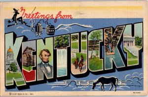1939 Large Letter Greetings from Kentucky Postcard