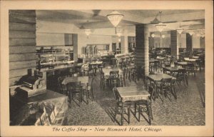 Chicago Illinois IL Coffee Shop New Bismarck Hotel Vintage Postcard