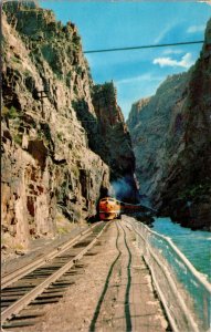 Vtg Canon City Colorado CO Royal Gorge Suspension Bridge Train 1950s Postcard