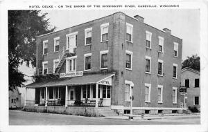 Cassville Wisconsin~Hotel Oelke~Old Denniston House~1950s B&W Postcard