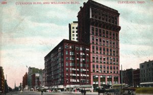Vintage Postcard Cuyahoga Building & Williamson Building Cleveland Ohio A.C. B.