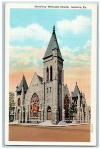 Paducah Kentucky KY Postcard Broadway Methodist Church Street View c1930's