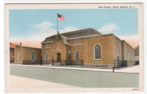 Post Office Perth Amboy New Jersey linen postcard