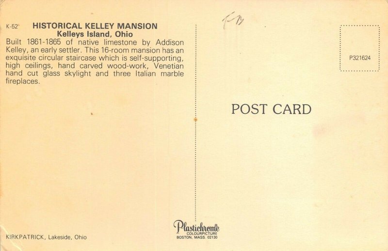 LP87  Kelleys Island Ohio      Postcard   Mansion