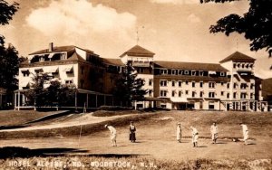 RPPC Real Photo Postcard - Hotel Alpine - Golfers - Woodstock - New Hampshire