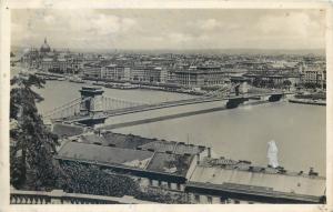 Hungary Budapest Chain Bridge photo postcard panorama