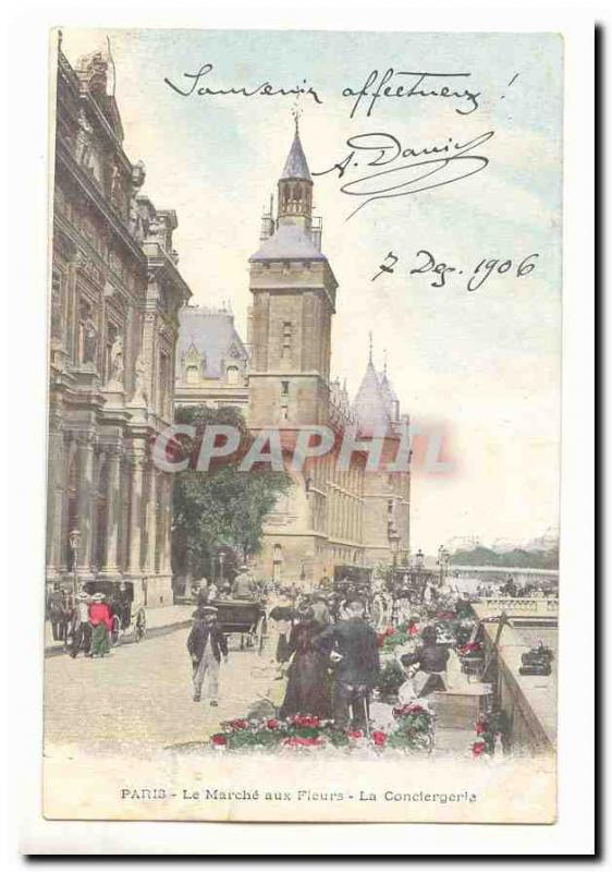 Paris (10th) Old Postcard On The concierge flowers