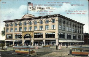 Lewiston Maine ME The Great Department Store Trolleys c1910 Vintage Postcard