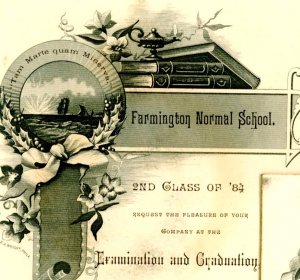 1884 Farmington Normal School Class Of 84 Graduation Card Fab! 3O