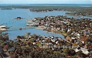 Footbridge and looking out toward Atlantic Ocean in Boothbay Harbor, Maine