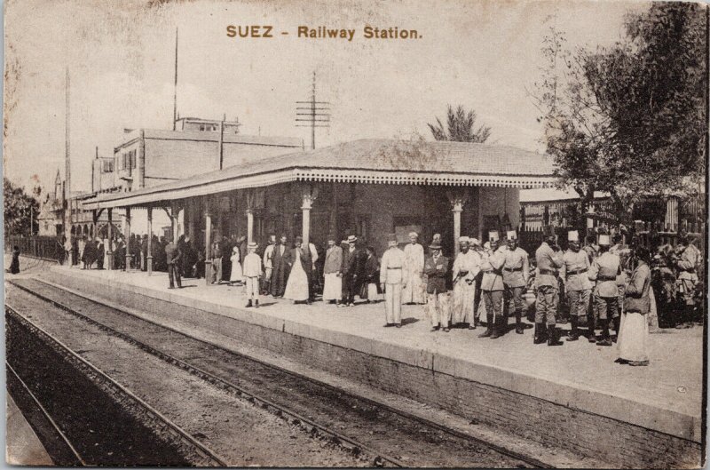 Suez Railway Station Egypt Train Depot 599 Cairo Postcard Trust Postcard E82