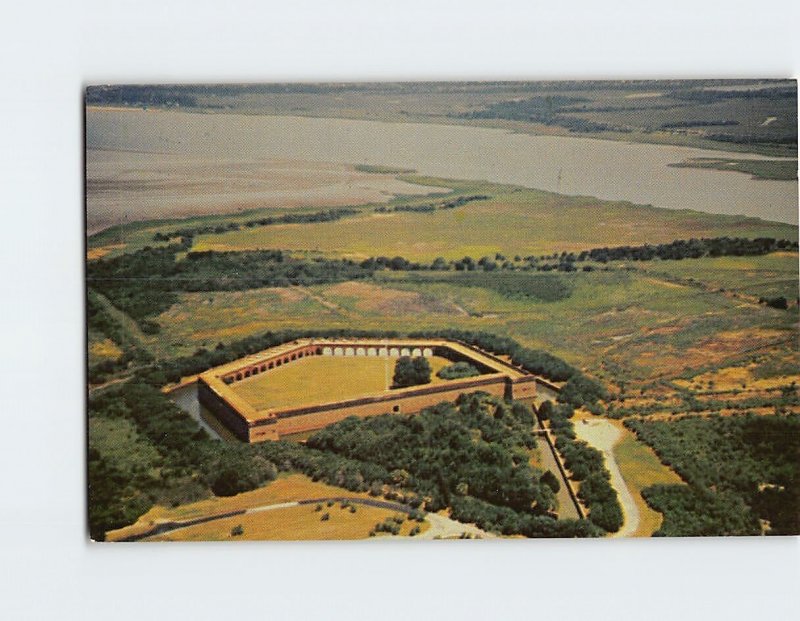 Postcard Air View Of Fort Pulaski on Cockspur Island, Savannah, Georgia