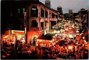 Postcard Singapore Street Stalls Selling 1983 Eng Siak Loy Ships 5c 50c