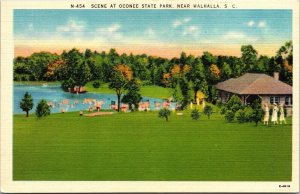 Scene Oconee State Park Walhalla South Carolina SC Linen Postcard VTG UNP Unused 